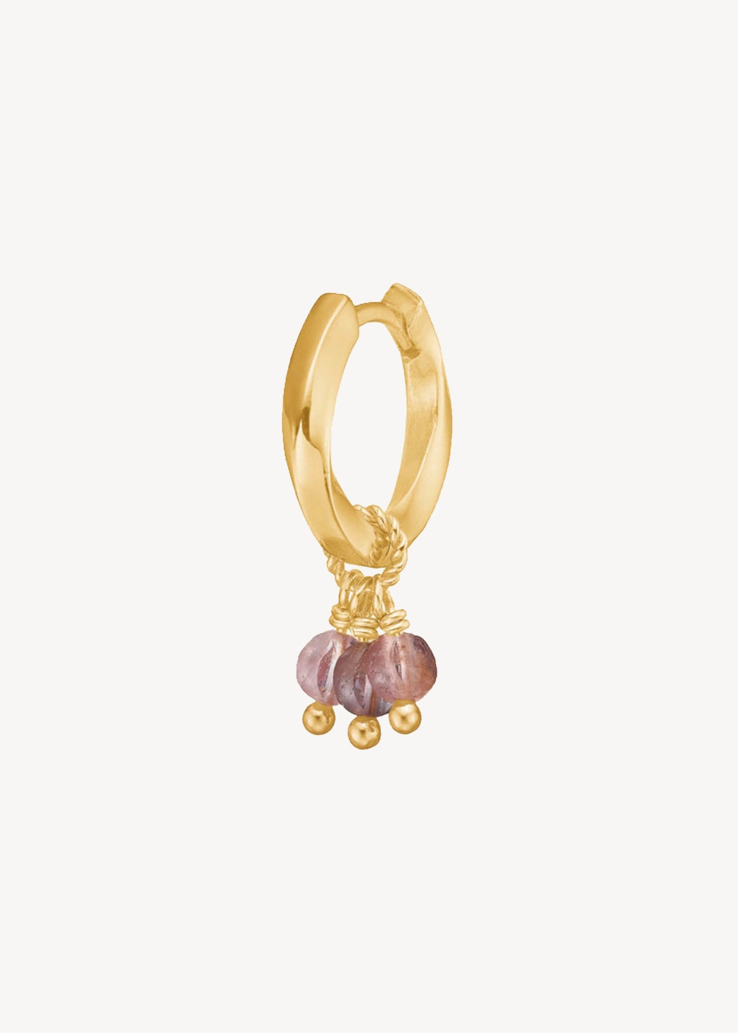 Charm til øreringe og hoops i guld med tre facetslebne pink spinel ædelsten til mænd og kvinder, perfekt gave til hende 