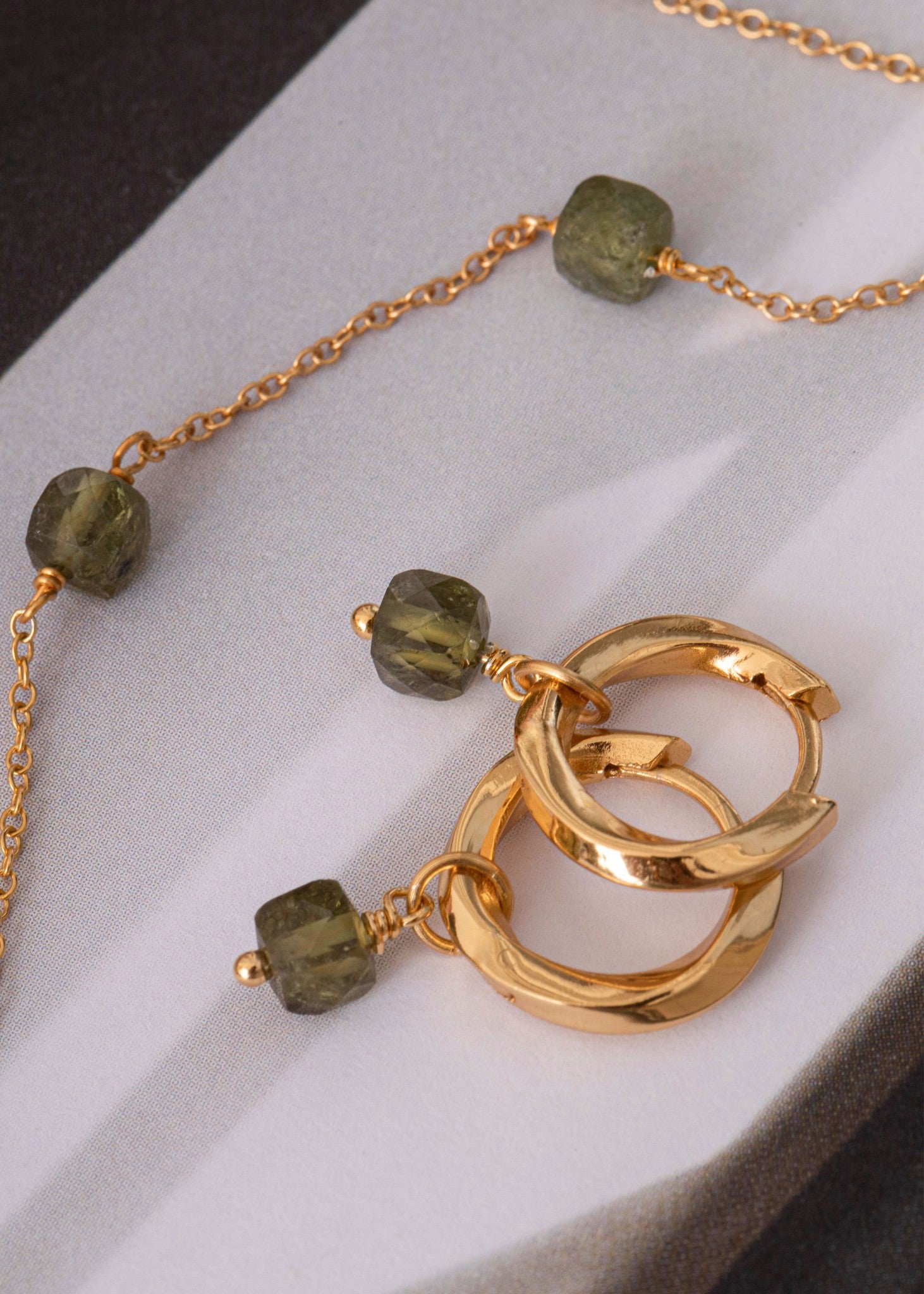 Xenia charm with Green Garnet 1 pc - gold plated