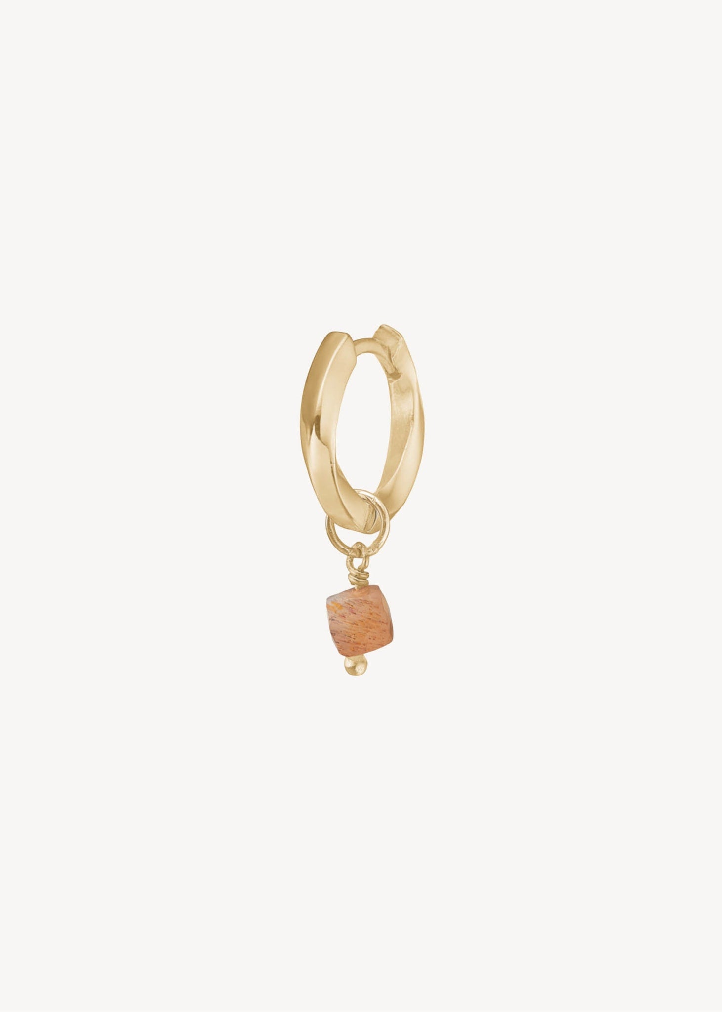 Charm til hoops og øreringe med solsten ædelsten i guldbelagt sterling sølv til ham og hende, perfekt gave under 300 kr