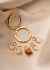 Tara charm with pink Opal - gold plated