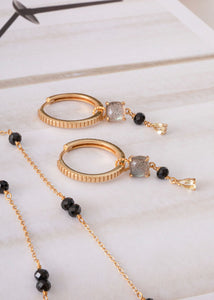 Isodore charm with Labradorite, Spinel and Lemon Quartz - gold plated