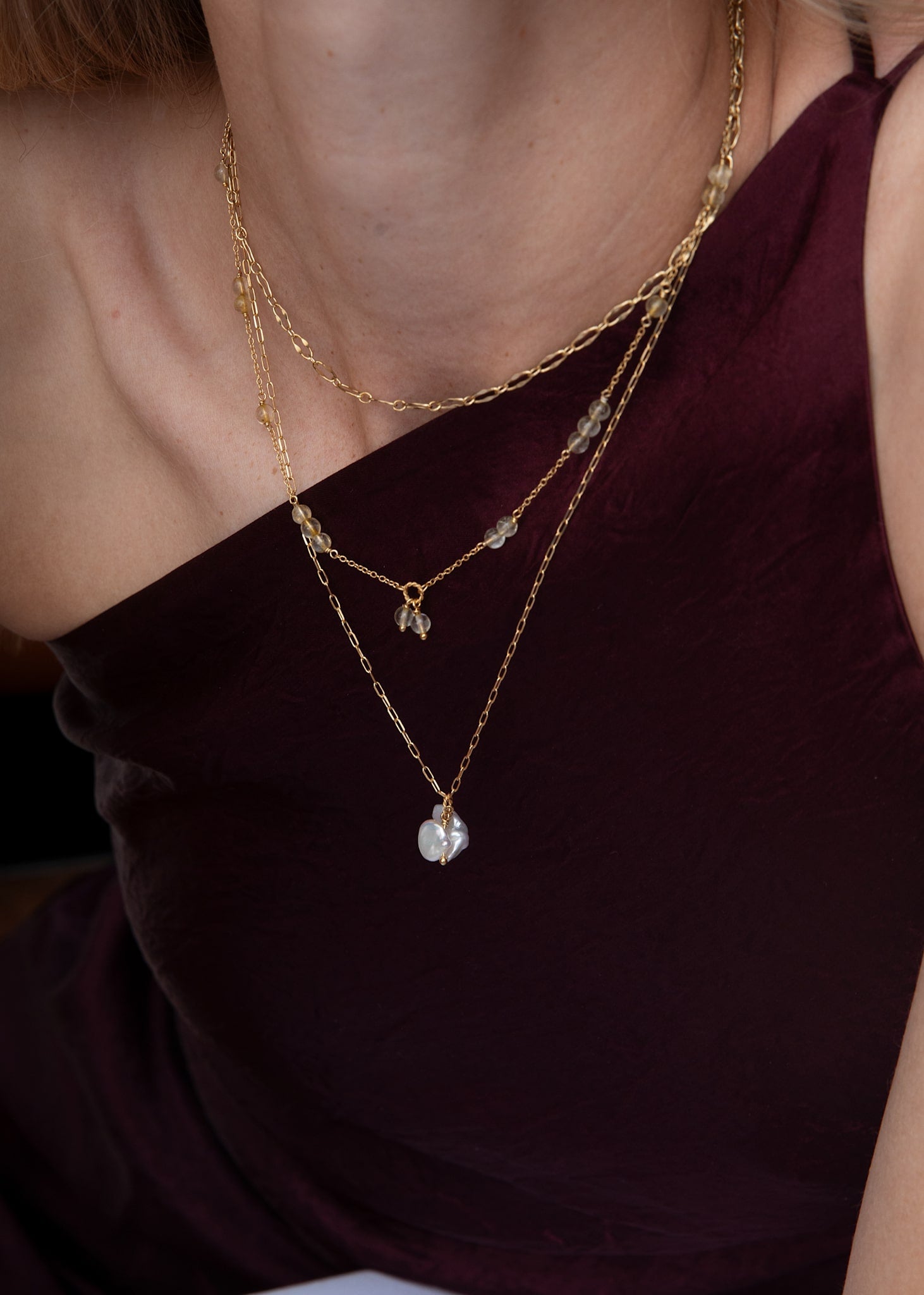 Ines charm with Keshi Pearl - gold plated