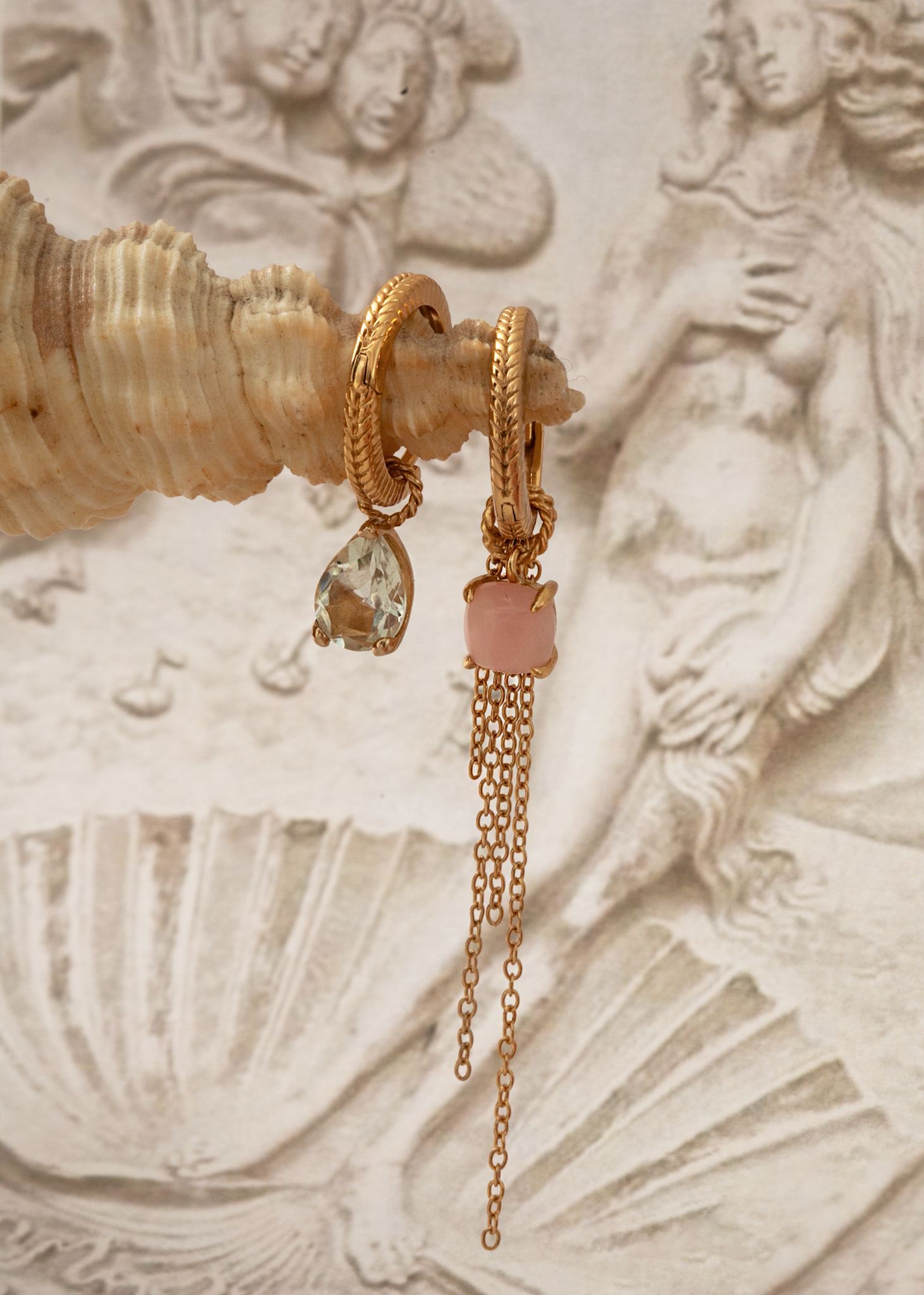 Tara charm with Pink Opal 1 pc - gold plated
