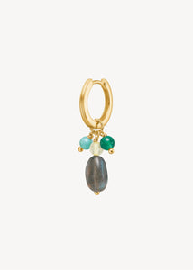 18k guldbelagt sølv øreringe med turkis, grøn agat, gylden rutil kvarts og labradorit ædelsten fra Carré Jewellery
