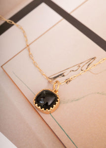 Birta pendant with Black Agate - gold plated