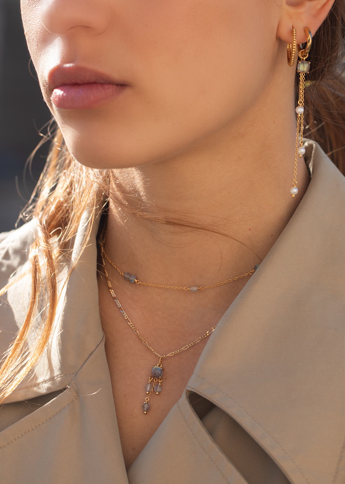 Paloma necklace with Labradorite - gold plated