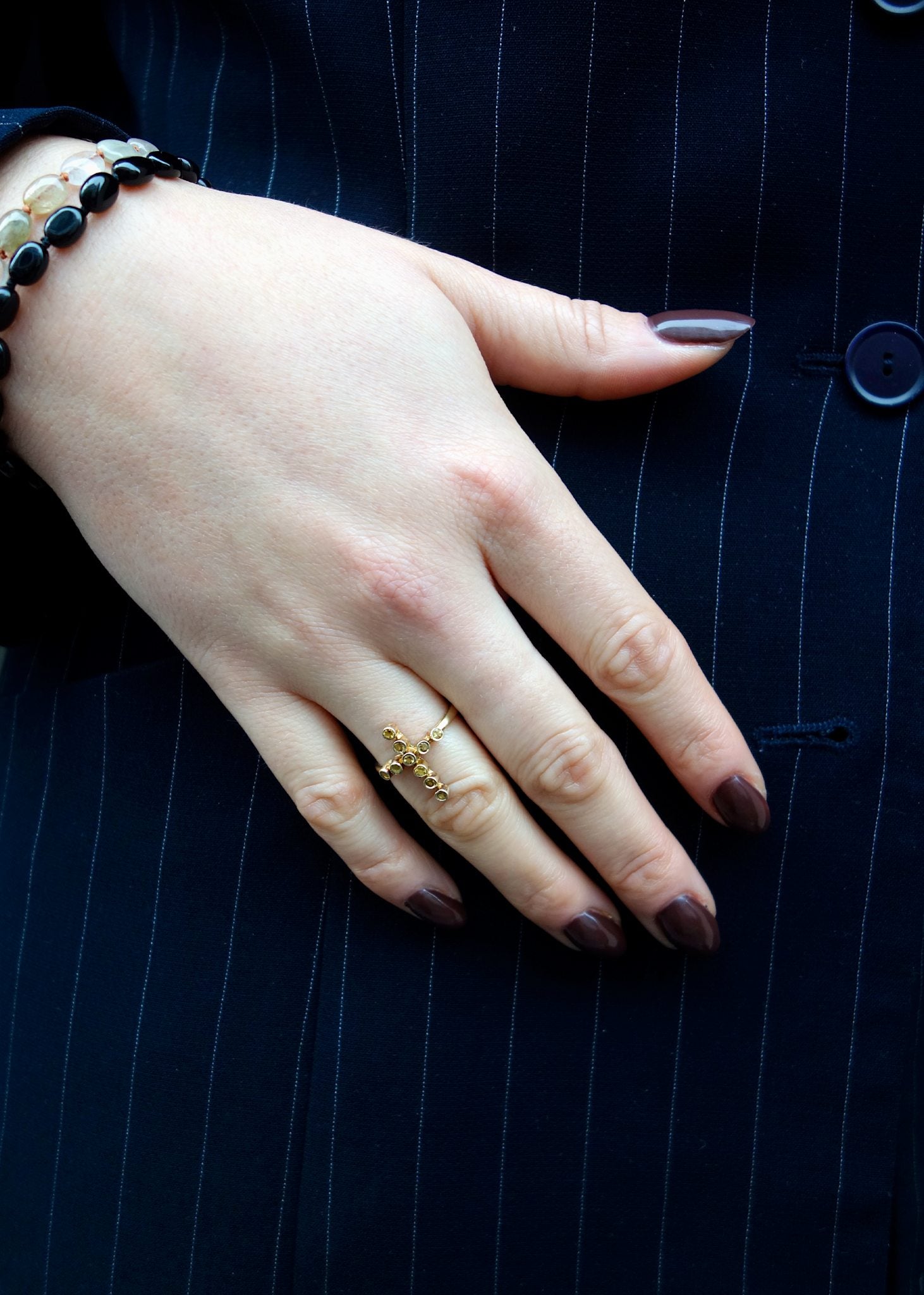 Croix ring with Citrine - gold plated