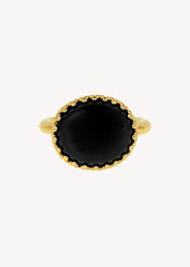 Ceos ring with Black Agate - gold plated