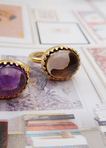 Ceos ring with Smokey Quartz - gold plated