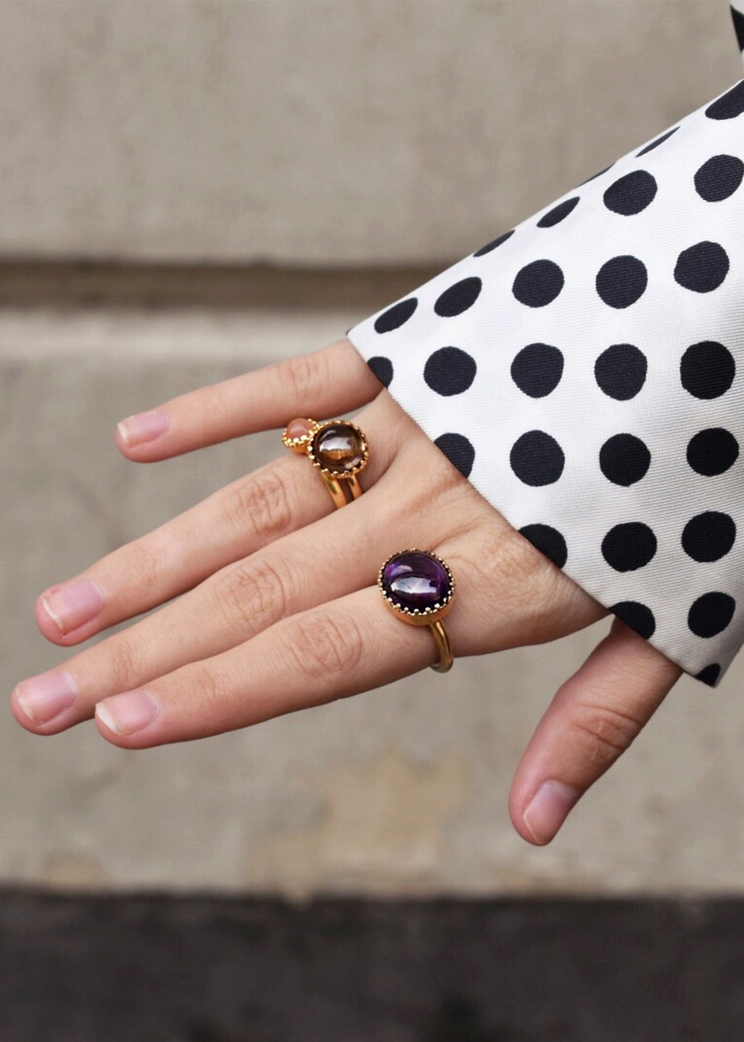 Ceos ring with Smokey Quartz - gold plated