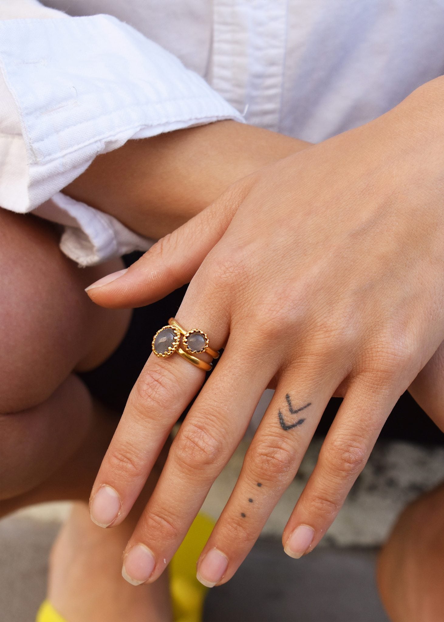 Zoë ring with Grey Moonstone - gold plated
