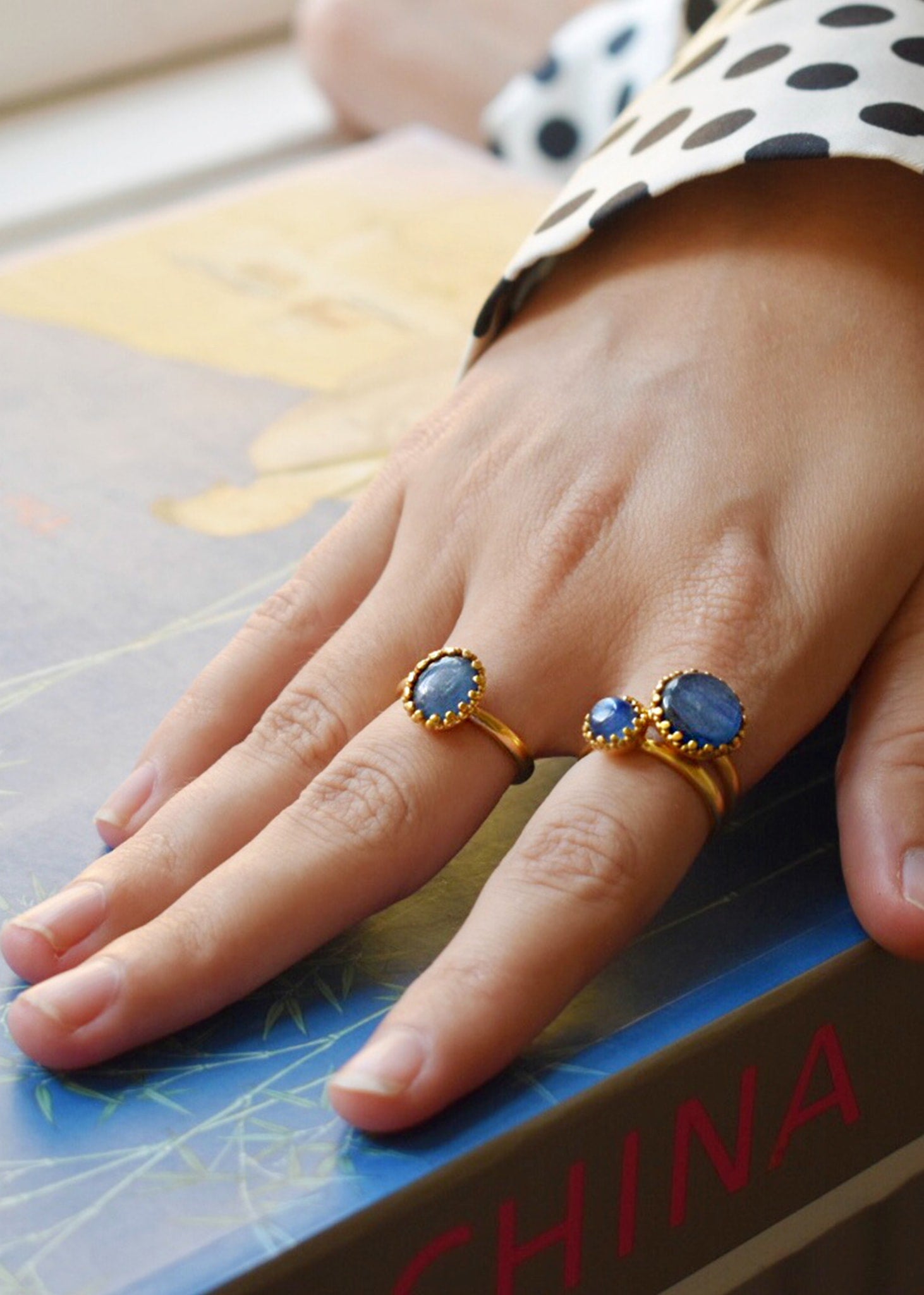 Lana ring with Kyanite - gold plated