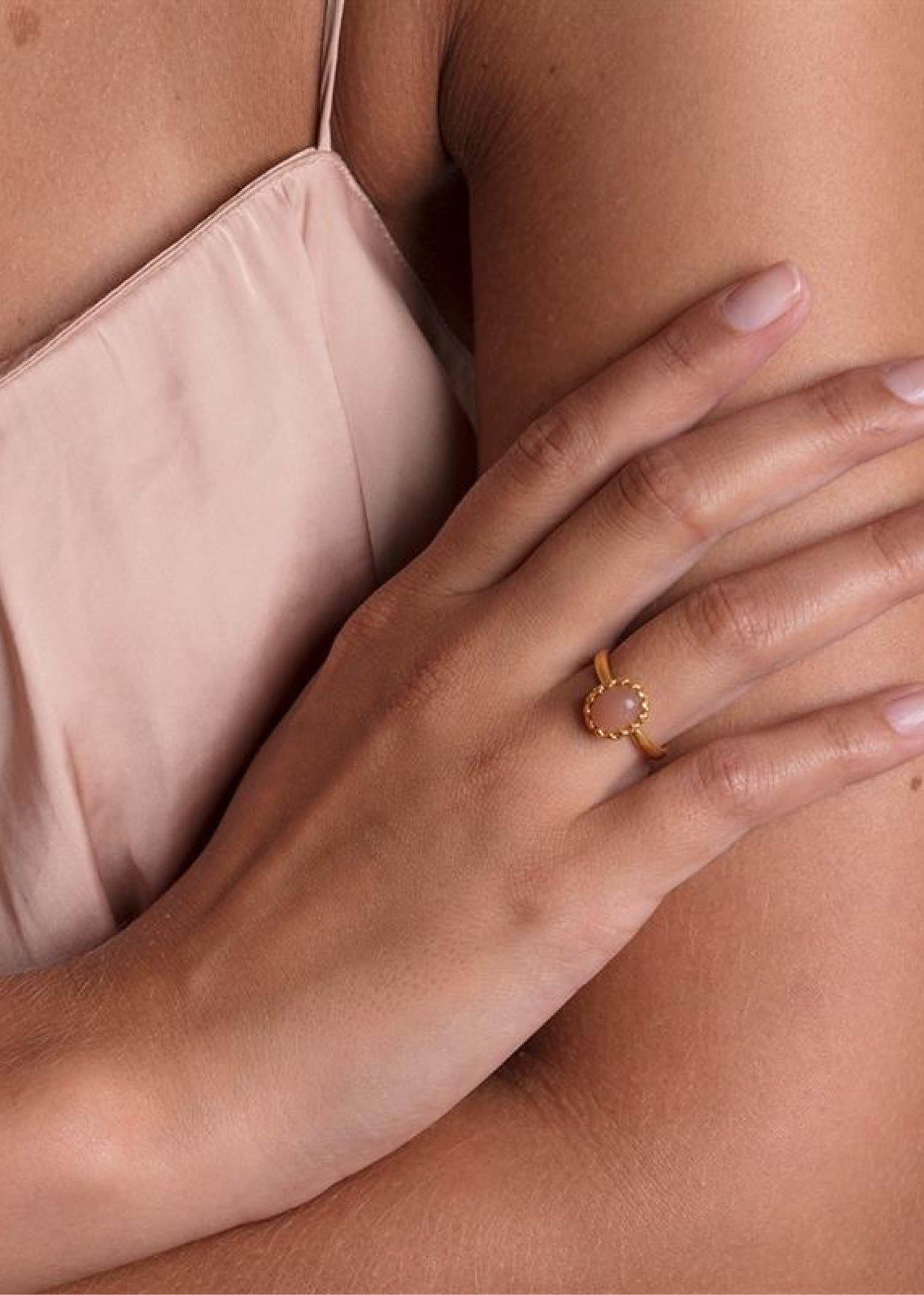 Lana ring with Sand Moonstone - gold plated