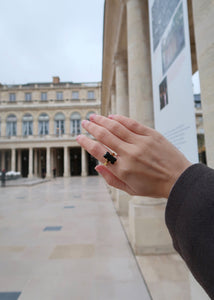 Courage ring with Black Agate - gold plated