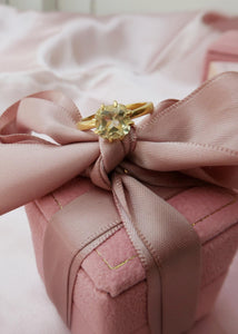 Cushion ring with Lemon Quartz - gold plated
