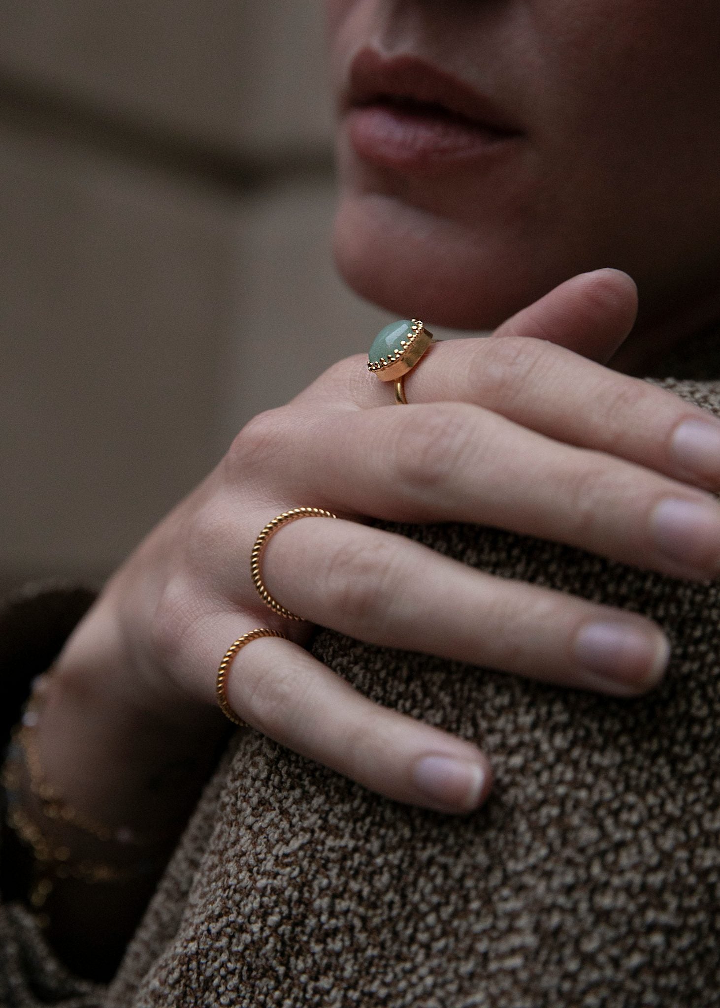 Marvels ring with Aventurine - gold plated