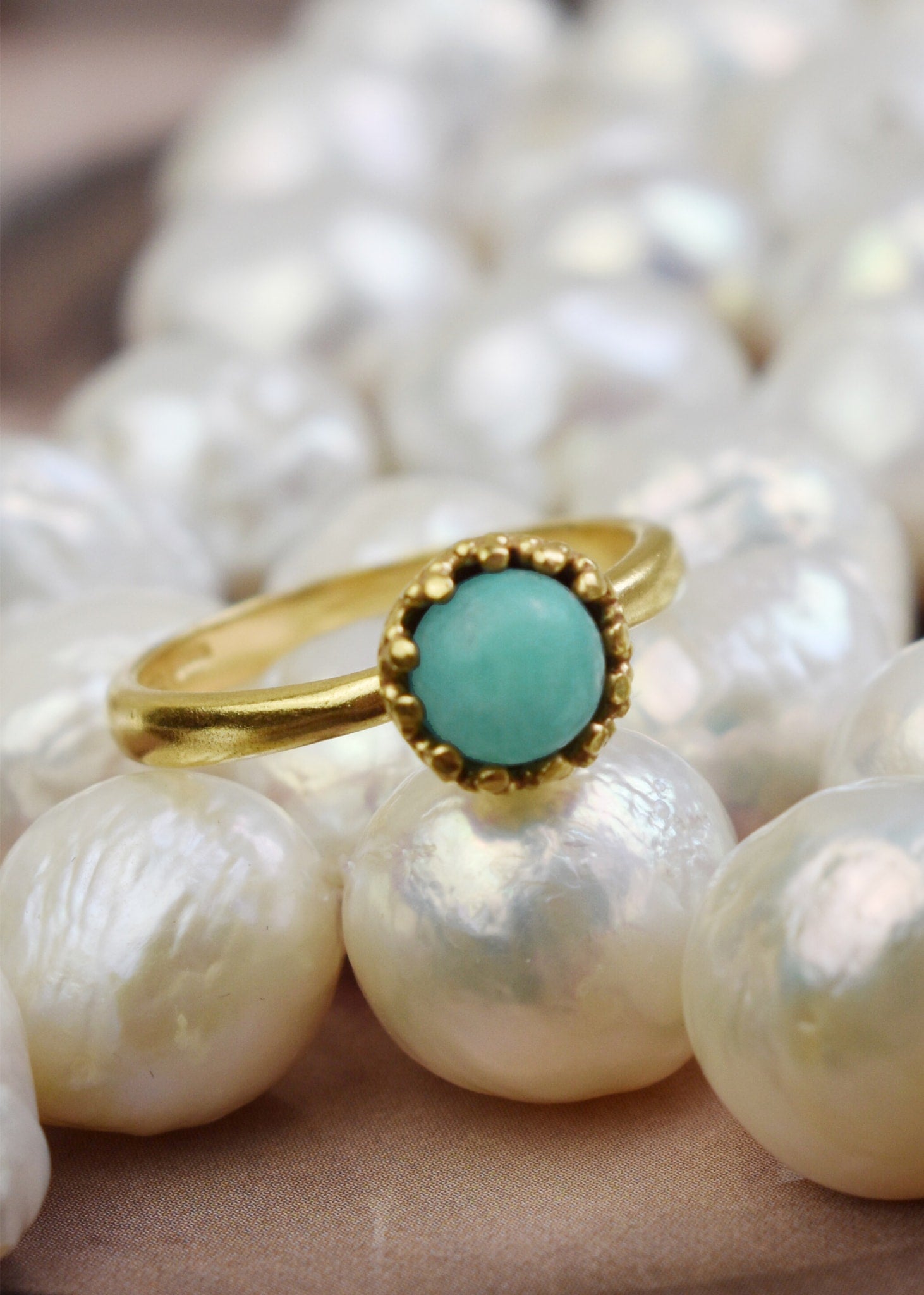 Zoë ring with Amazonite - gold plated