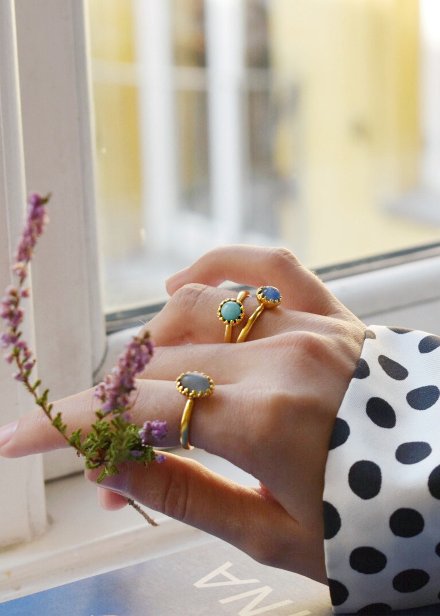 Zoë ring with Amazonite - gold plated
