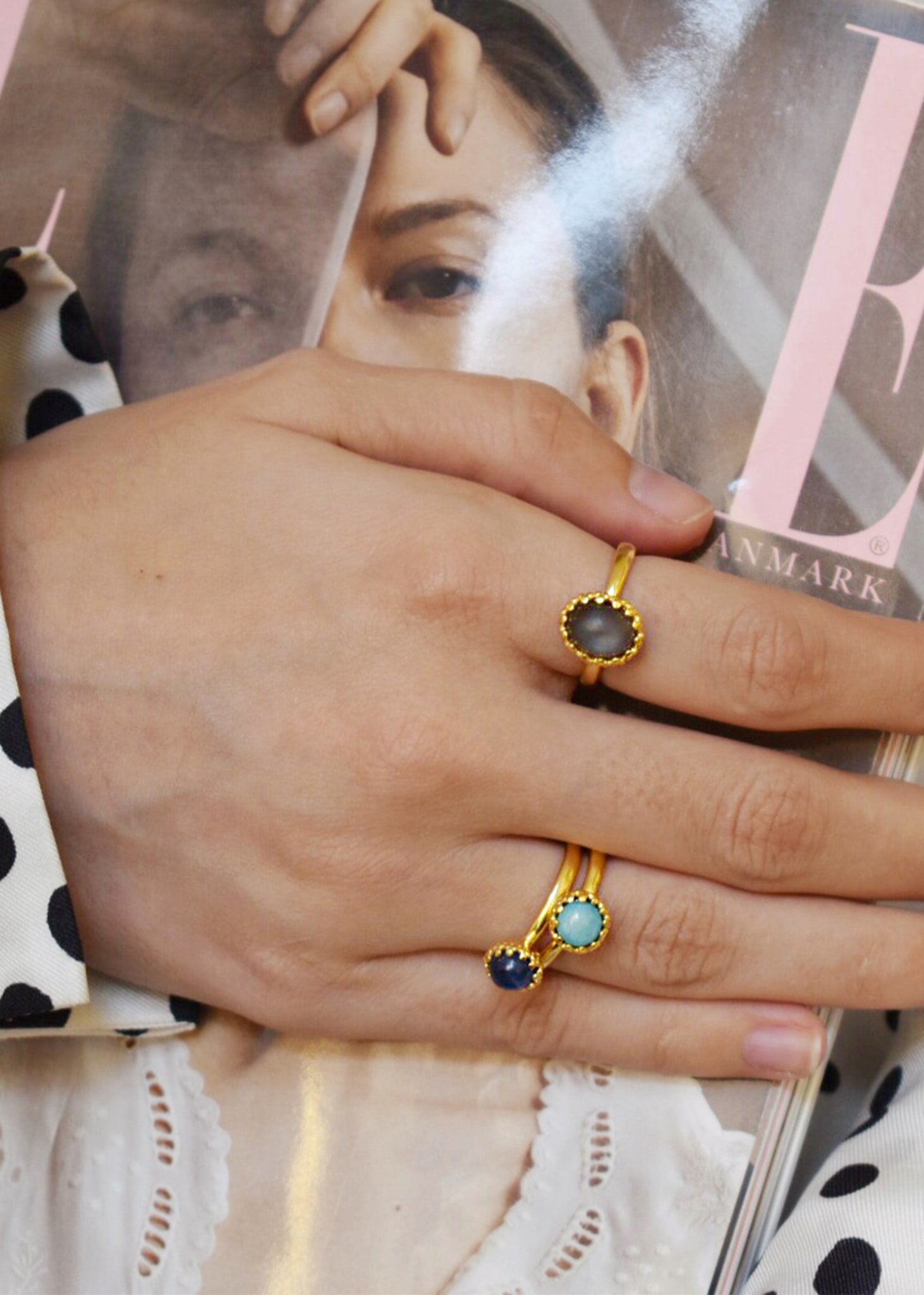 Zoë ring with Amazonite - gold plated