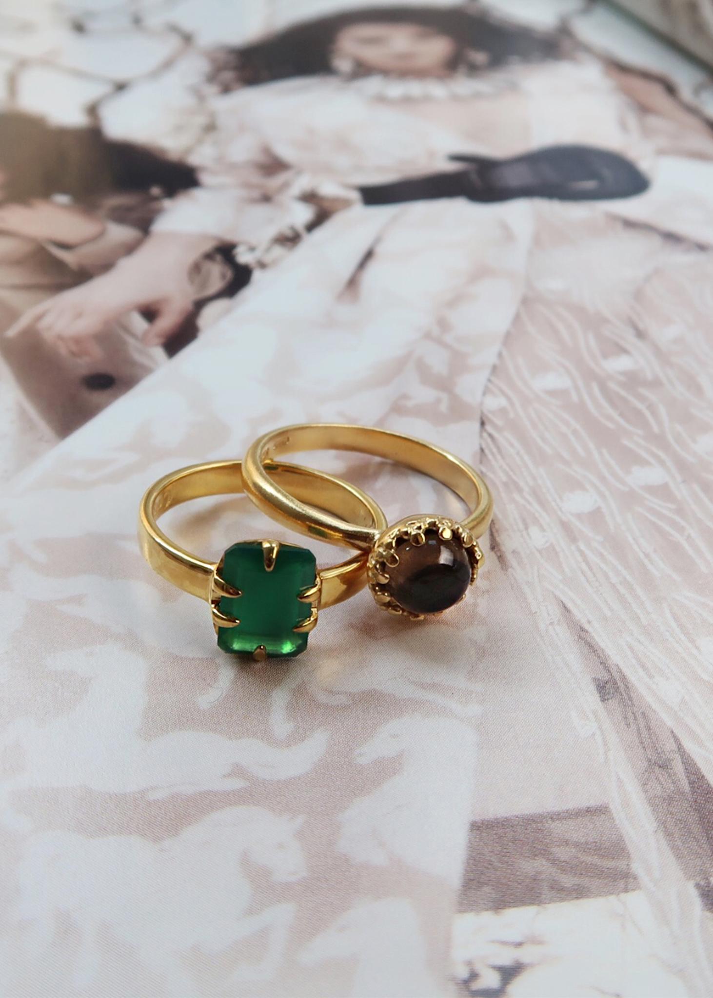 Zoë ring with Smokey Quartz - gold plated