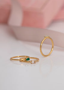 Confetti ring with Green Agate - gold plated