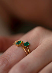 Alaia ring with Green Agate - gold plated
