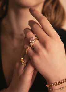 Valentine ring with Rose Quartz - gold plated