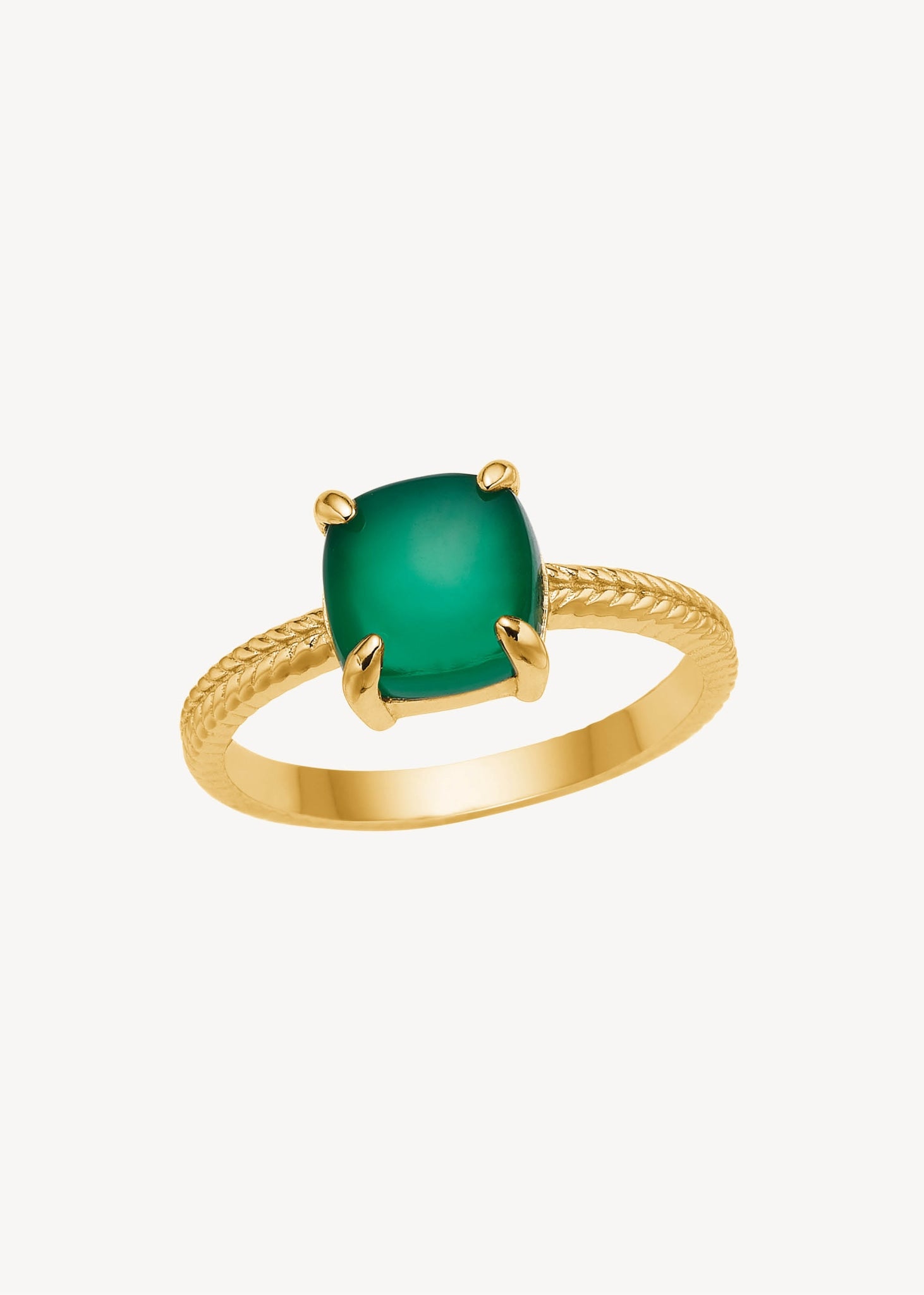 Dawn ring with Green Agate - gold plated