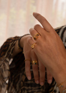 Dawn ring with Golden Rutile Quartz - gold plated