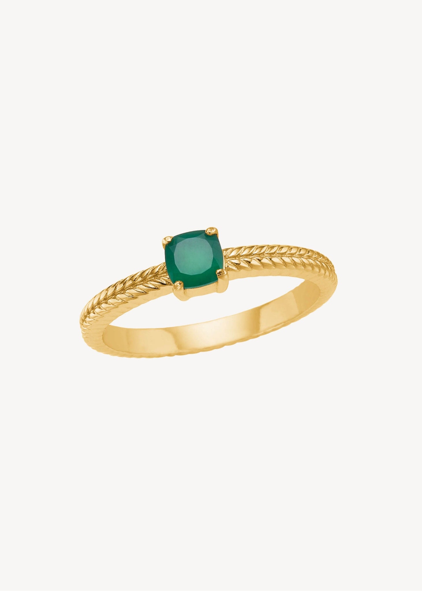 Kamila ring with Green Agate - gold plated