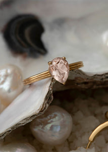 Aurora ring with Champagne Quartz - gold plated