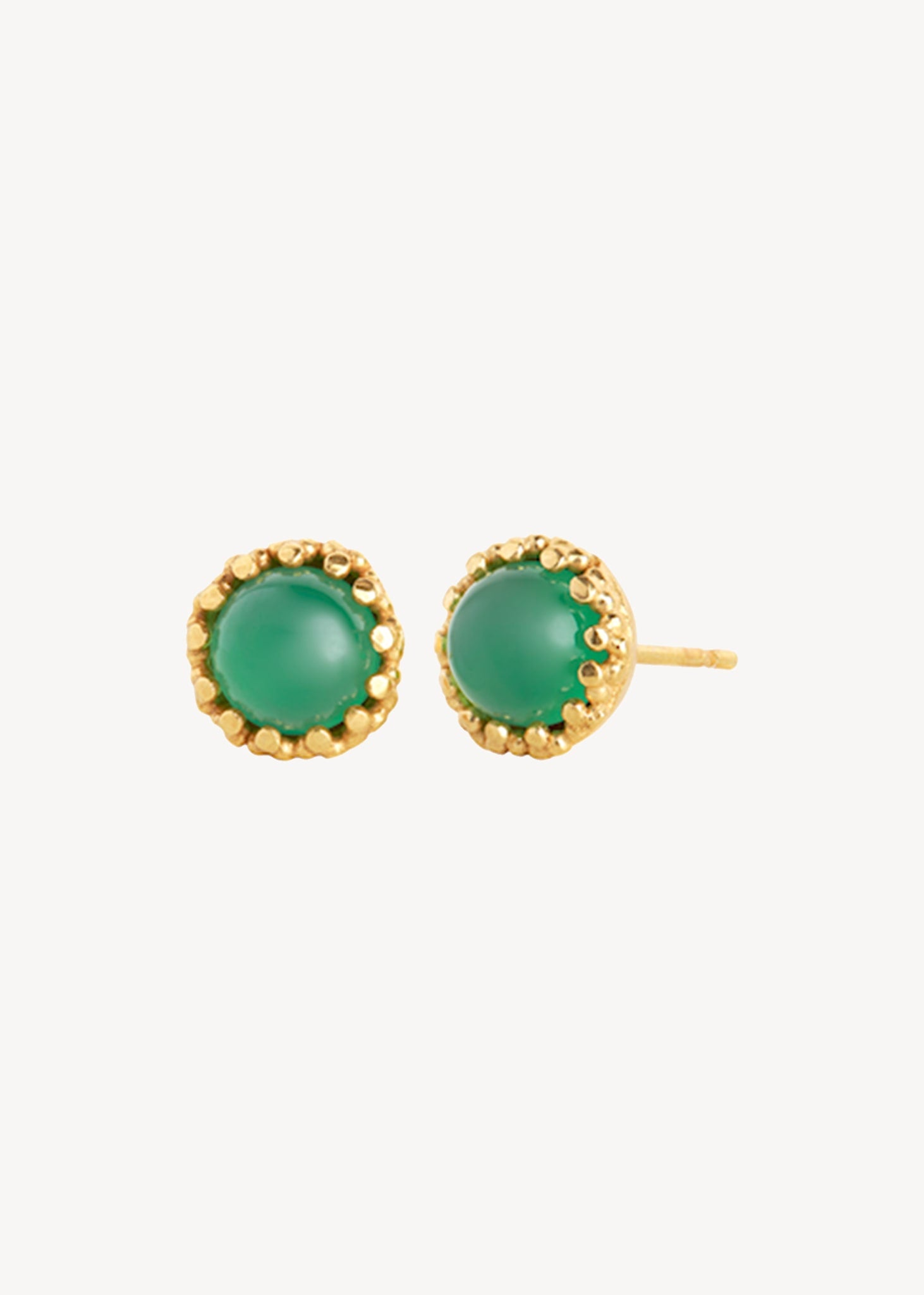 Archive ear studs with green Agate - gold plated