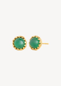 Archive ear studs with green Agate - gold plated
