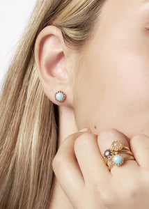 Archive ear studs with Amazonite - gold plated