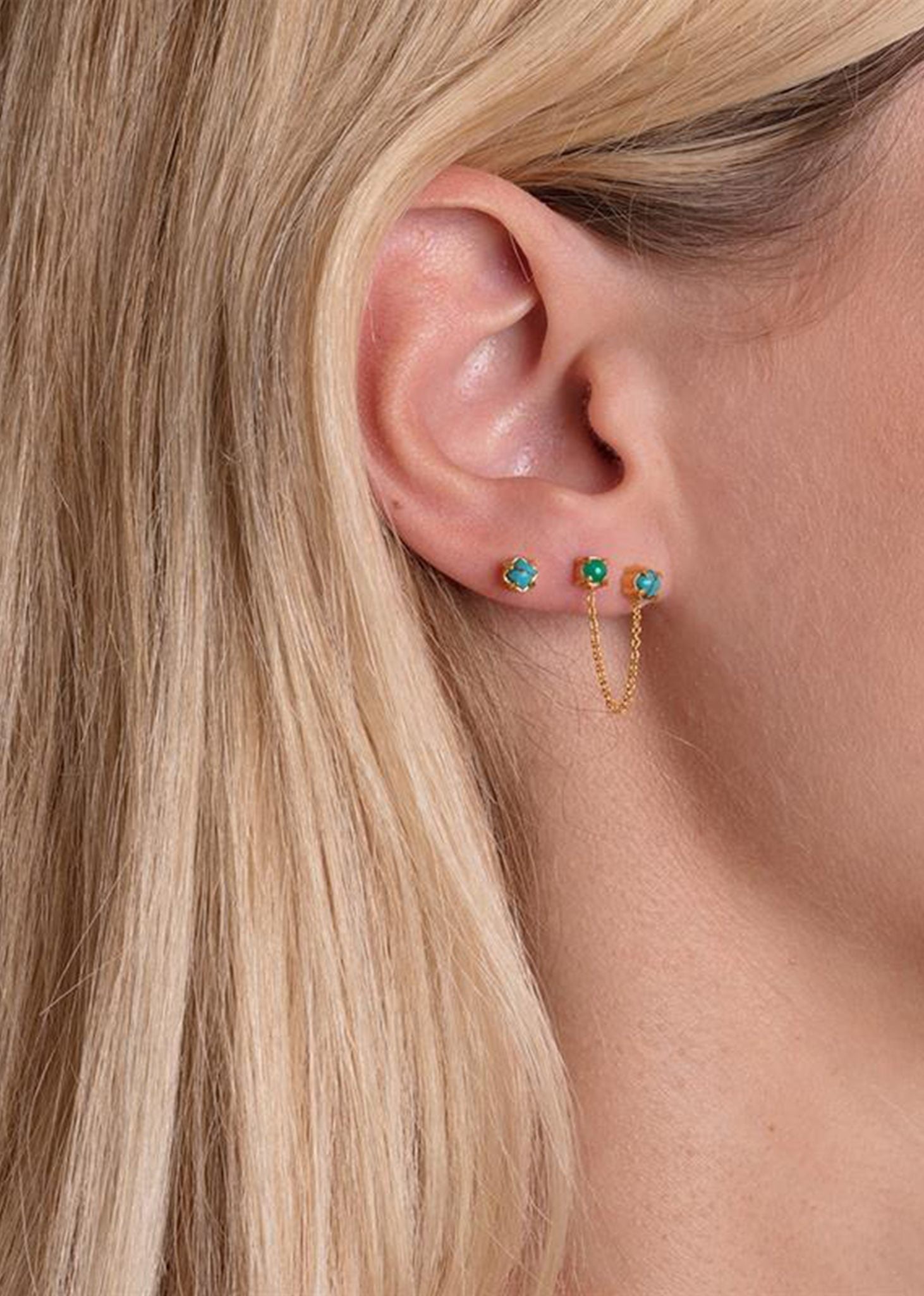 Nina ear stud with Turquoise - gold plated