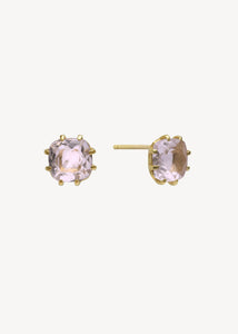 Cusion ear studs with Rose Quartz - gold plated