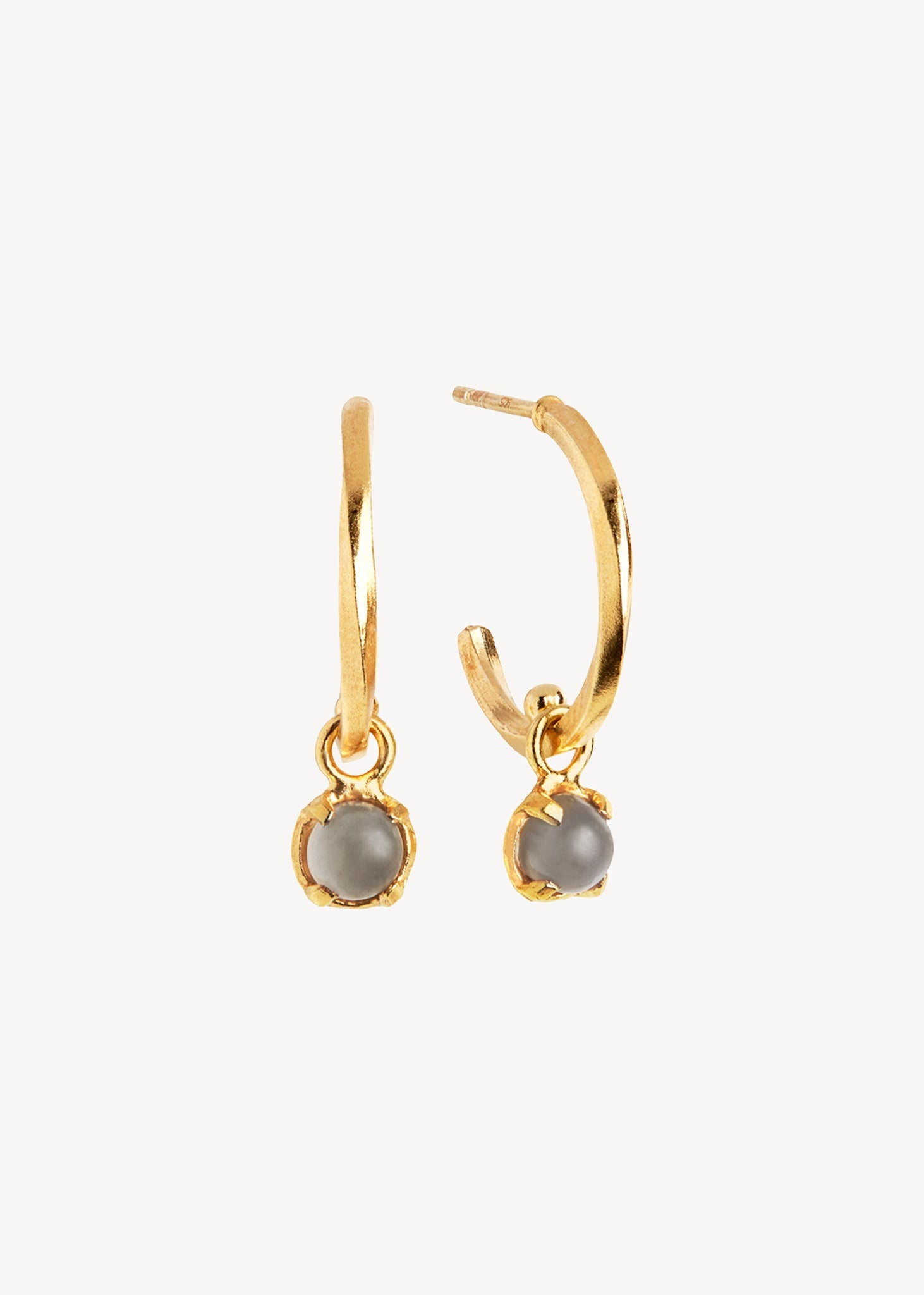 Ayla hoops with Grey Moonstone - gold plated