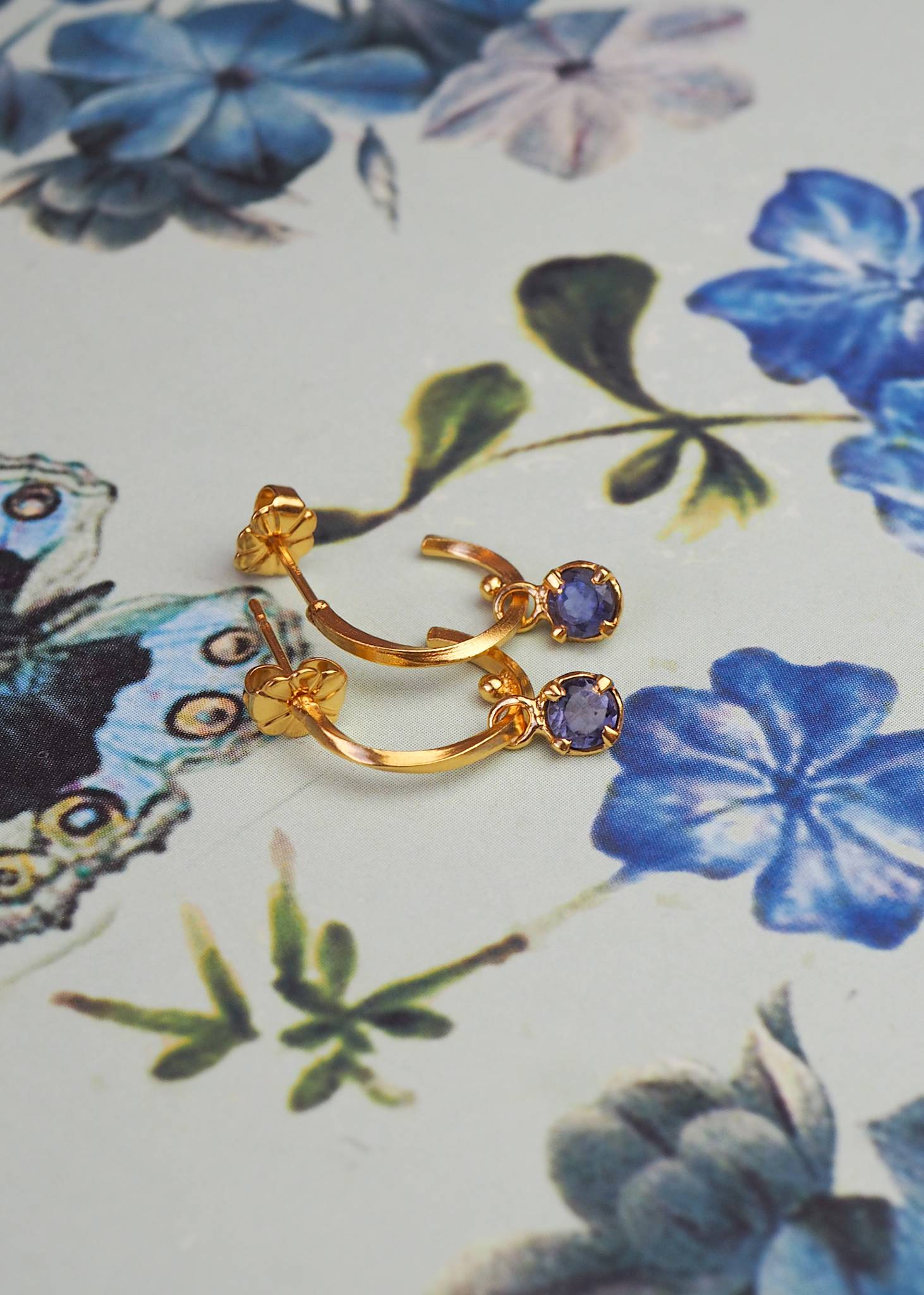 Ayla hoops with Iolite - gold plated