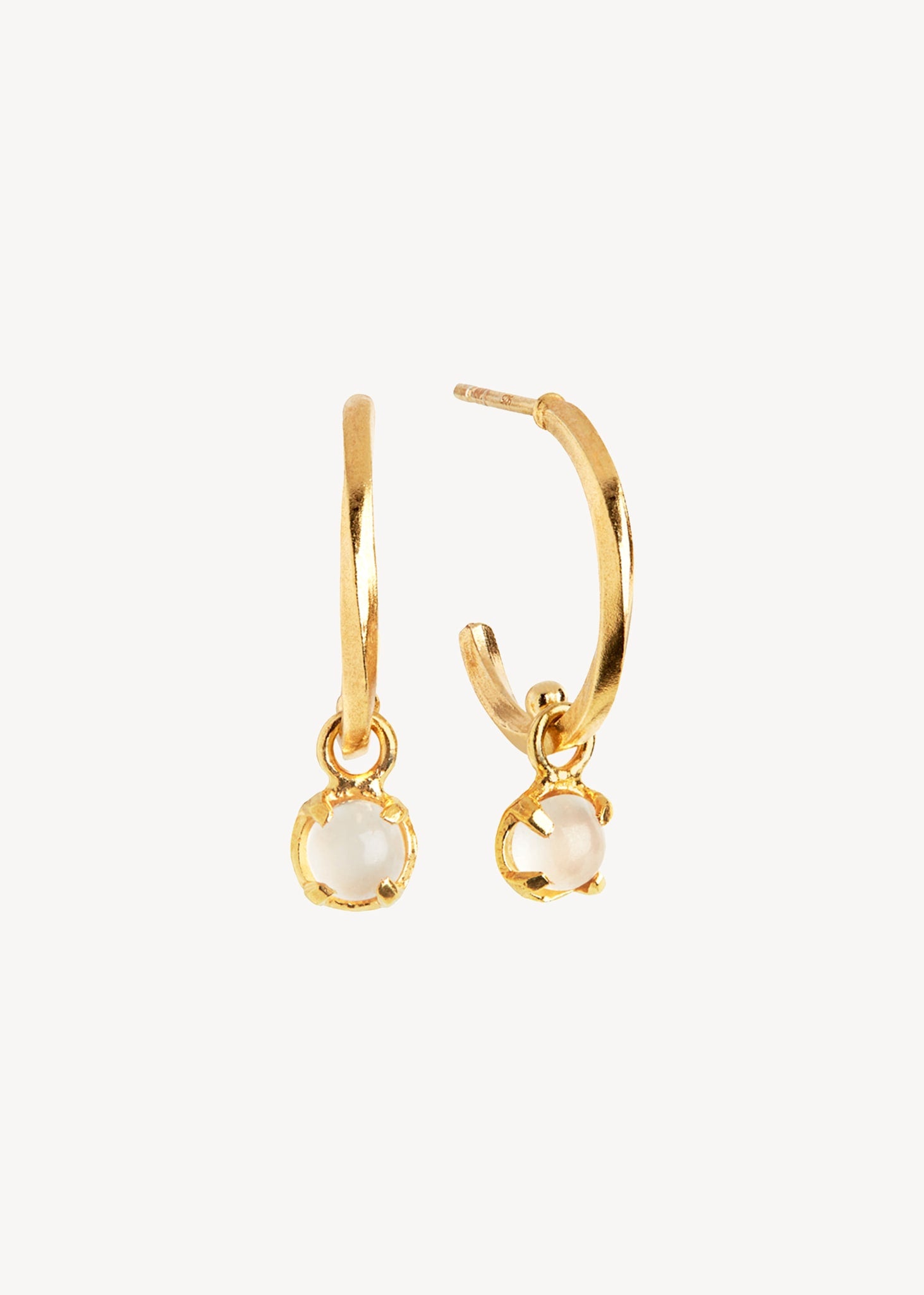 Ayla hoops with White Moonstone - gold plated