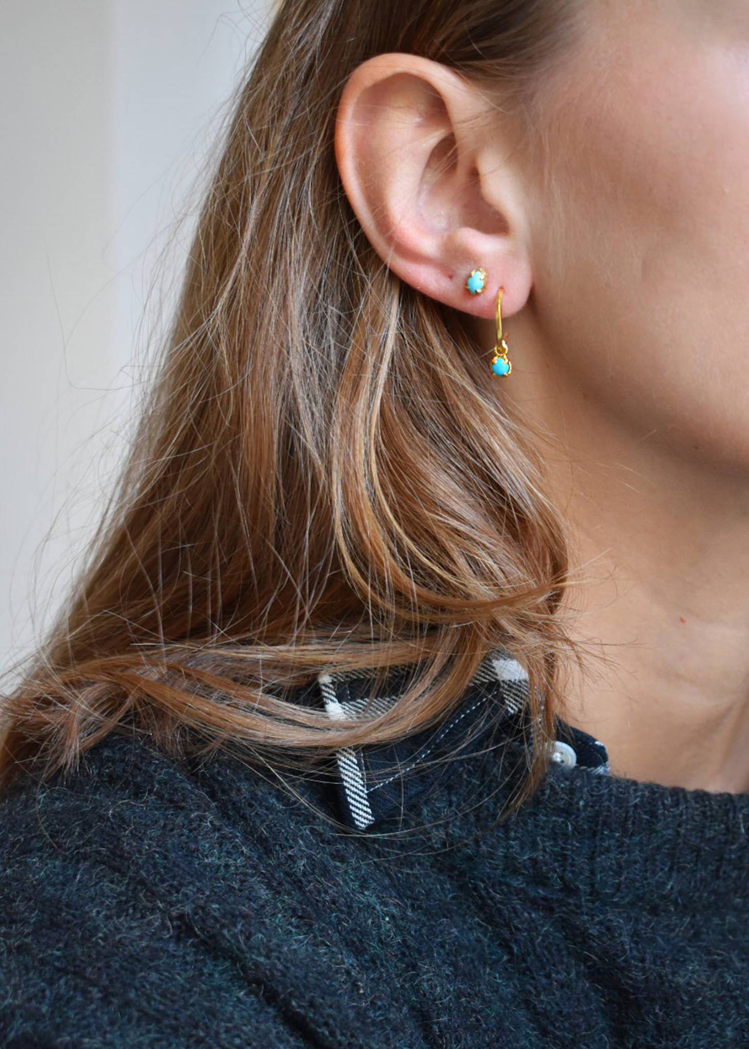 Ayla hoops with Turquoise - gold plated