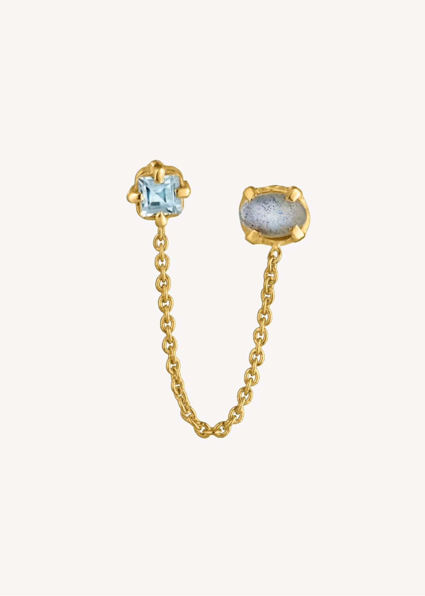 Phoebe ear stud with Labradorite and Blue Topaz - gold plated