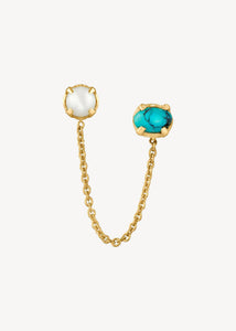 Phoebe ear stud with Pearl and Turquoise - gold plated