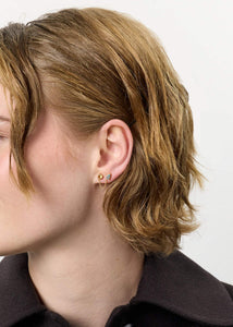 November ear stud with Blue Topaz and Citrine - gold plated