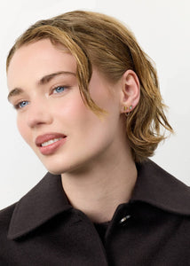 November ear stud with Blue Topaz and Citrine - gold plated