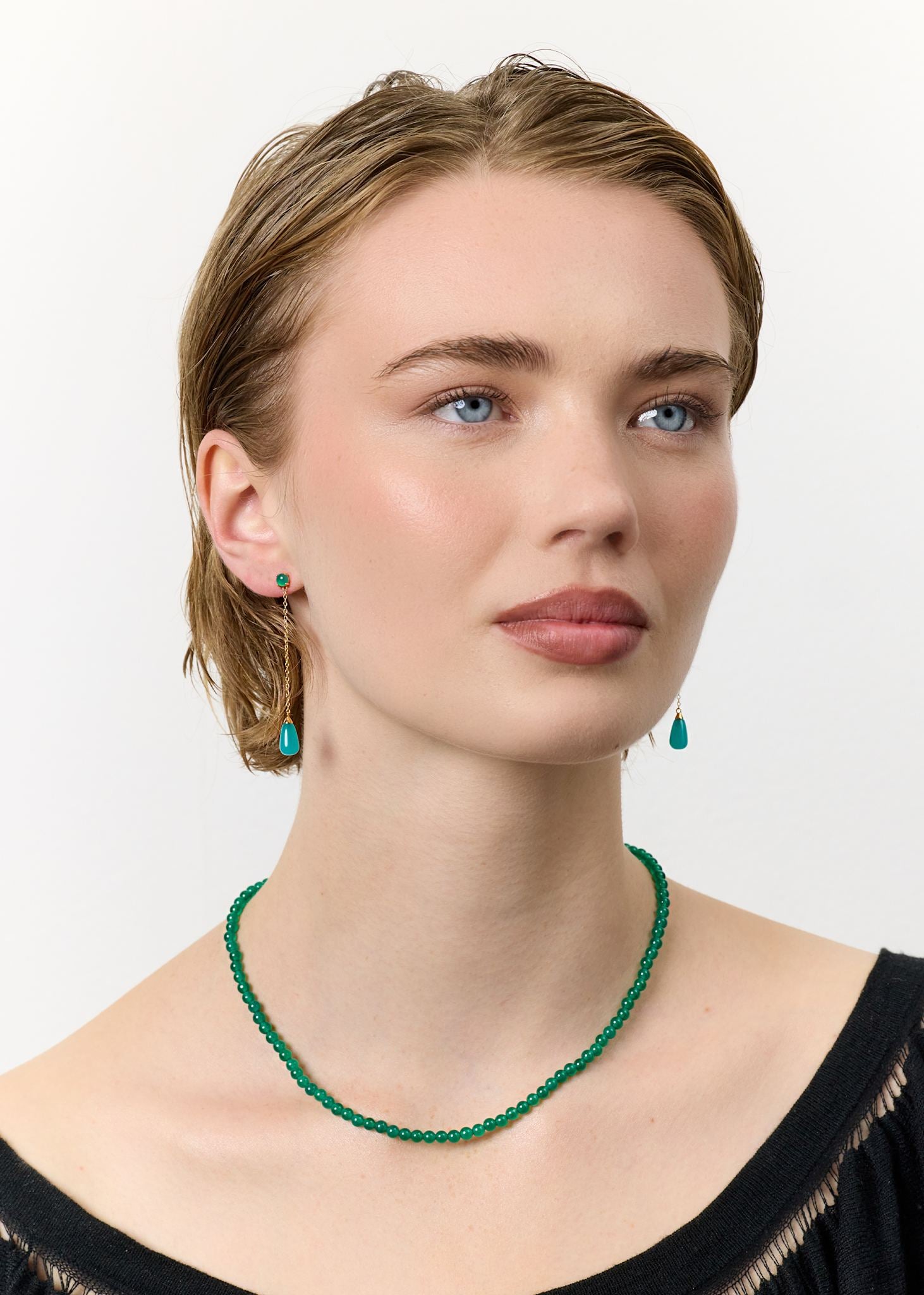 Parisa ear studs with Green Agate and Amazonite - gold plated