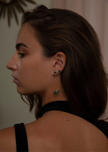 Parisa ear stud with Turquoise and Green Agate - gold plated