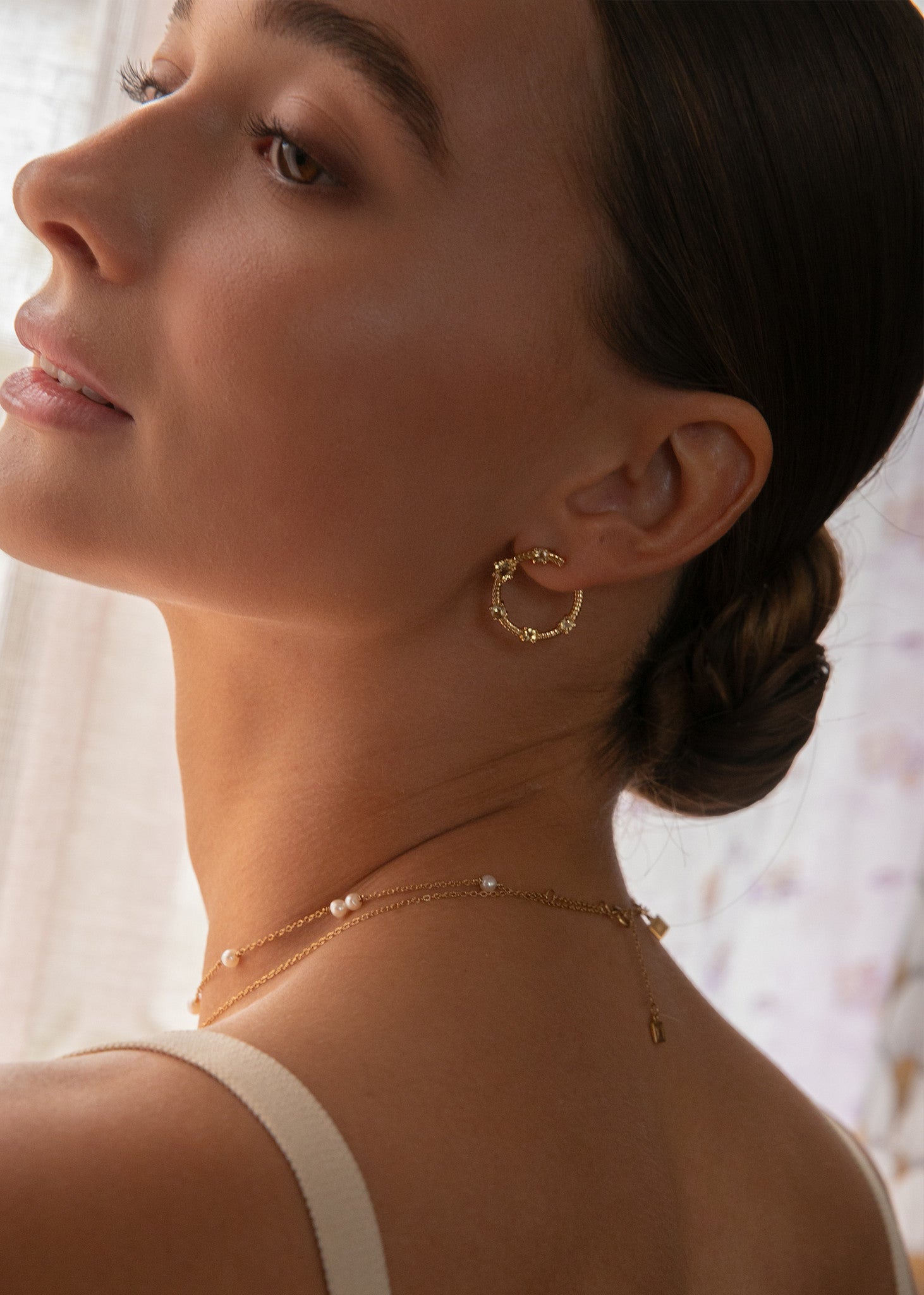 Tania earrings with Champagne Quartz - gold plated
