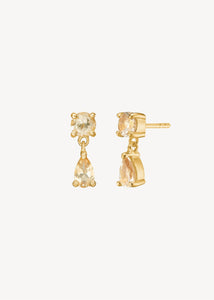 Sonia ear studs with Champagne Quartz - gold plated