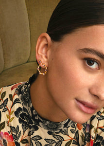 Bon Bon ear studs with Amethyst og Champagne Quartz - gold plated
