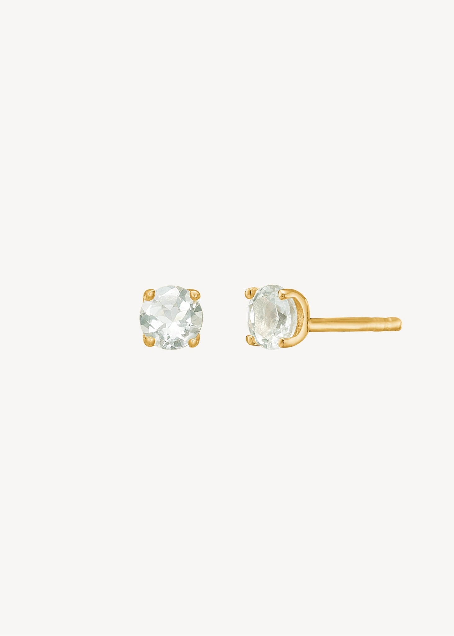 Gem ear studs with Prasiolite - gold plated